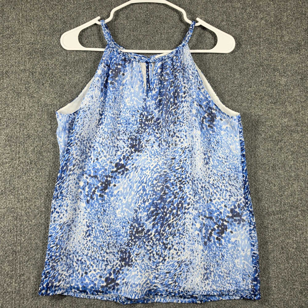 Violet + Claire Tank Top Womens Small Pleated Halter Watercolor Print Chiffon